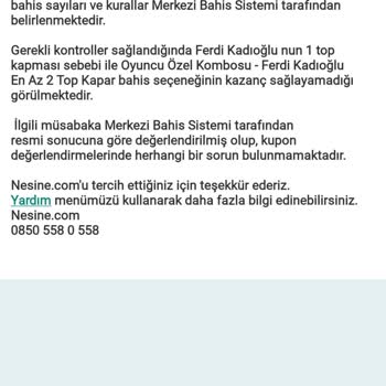 Nesine.com Kupon Sonuçlanması