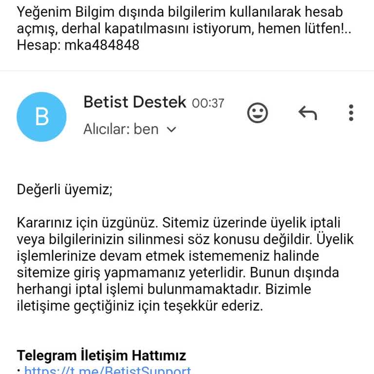 Betist Böyle Saçmalık Olmaz, Hesabımın Silinmesini İstiyorum. Silmiyorlar