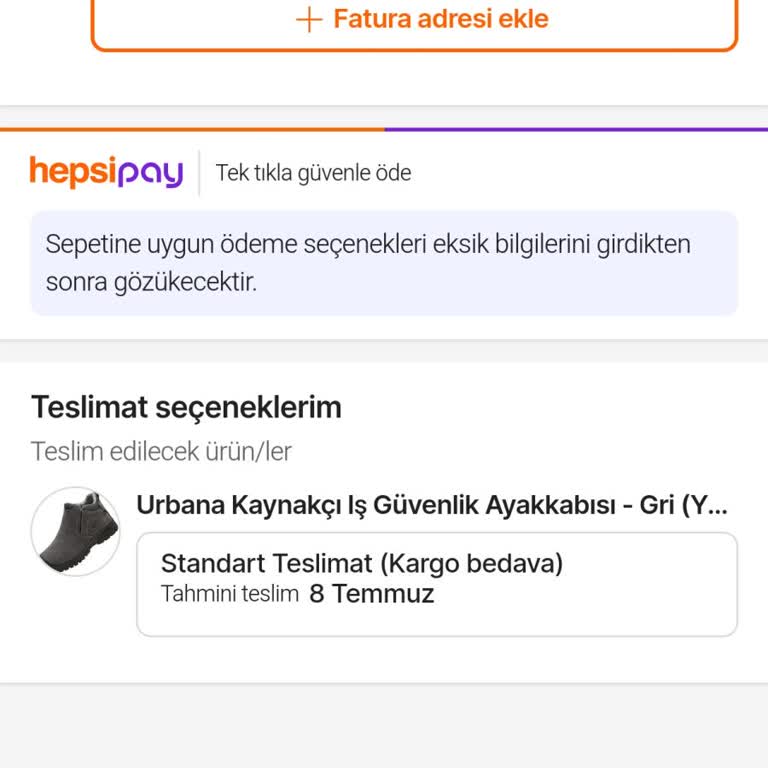 Hepsiburada Uygulaması Sipariş Tamamlamama