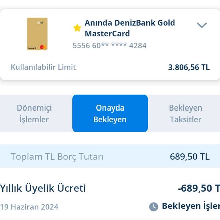 Denizbank Gold Yıllık Kart Aidat İadesi Rica Olunur.