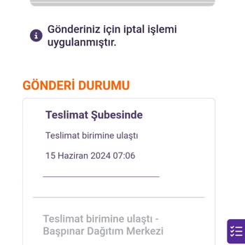 hepsiJET Gönderiniz İçin İptal İşlemi Uygulanmıştır