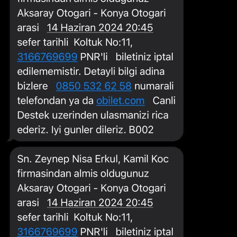Obilet İptal Deyip İptal Edilmemesi