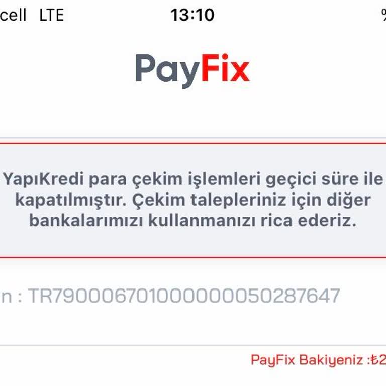 Payfix Hesabından Para Çekme Sorunu