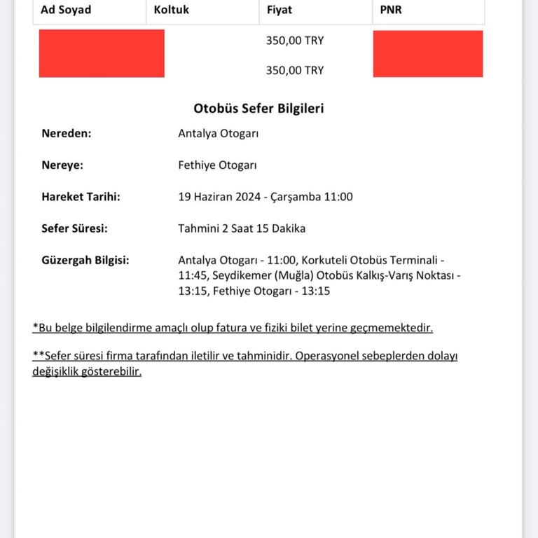 Alanyalılar Turizm Yalan Yolculuk Süresi Beyanı