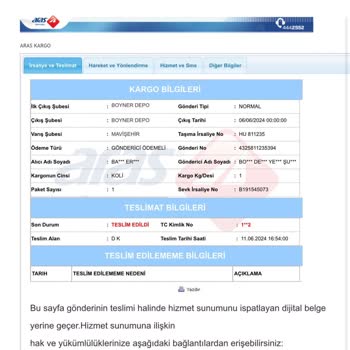 Arsa Kargo Kargoyu Teslim Etmeden Edildi Deyip Mağdur Ediyor.
