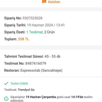 Trendyol Yemek Kahvem Dökülmüş Şekilde Geldi