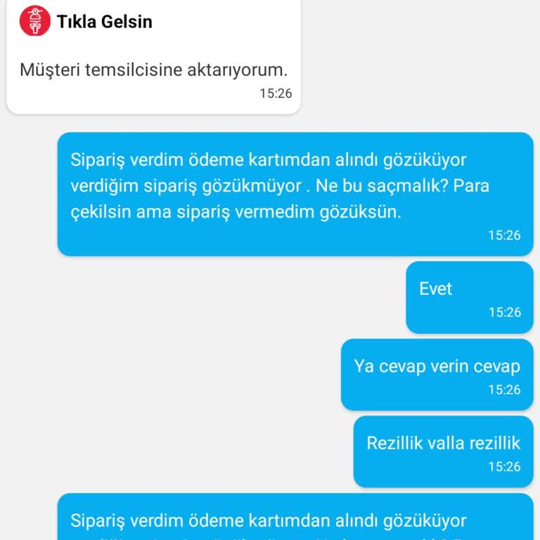 Tıkla Gelsin Parayı Çekiyor Siparişi Göstermiyor