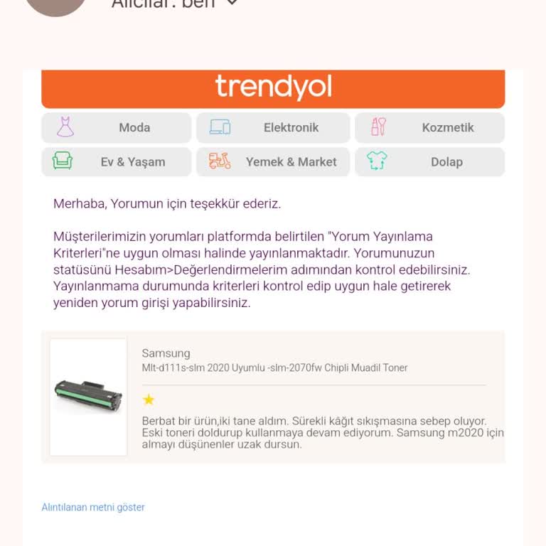 Trendyol Hakaret İçermeyen Olumsuz Yorumu Yayınlamıyor