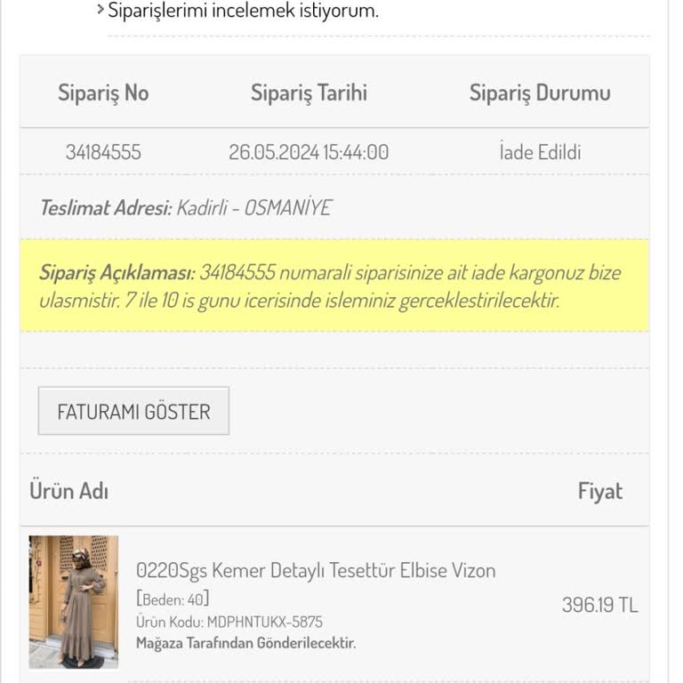 Sefamerve Para İadesi Yapılmadı