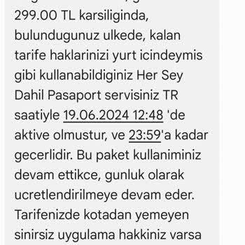 Vodafone Yurt Dışı İzinsiz Paket Aktivite