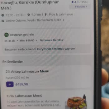 GetirYemek Hacıoğlu Lahmacun Dumlupınar