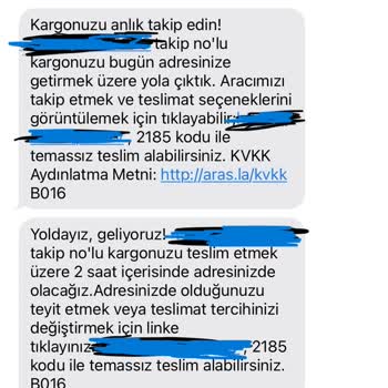 Aras Kargo Geliyoruz Mesajı Atıyor. Fakat Kargoyu Getirmiyor.