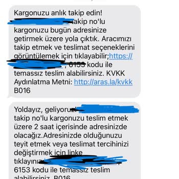 Aras Kargo Geliyoruz Mesajı Atıyor. Fakat Kargoyu Getirmiyor.