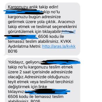 Aras Kargo Geliyoruz Mesajı Atıyor. Fakat Kargoyu Getirmiyor.