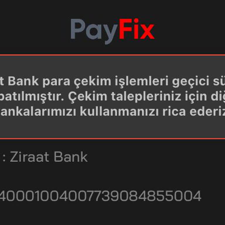Payfix Para Çekimi Yapamıyorum