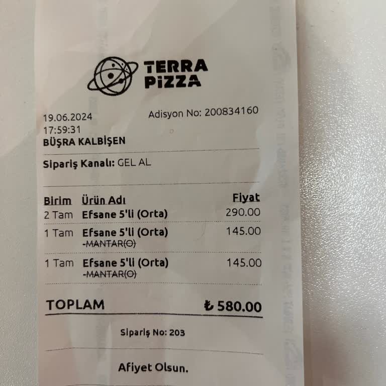 Terra Pizza Sipariş Eksik Ve Uzun Süre Bekletilme