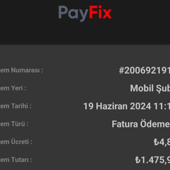 Payfix Fatura Ödeme İadesi İstiyorum