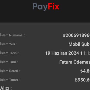 Payfix Fatura Ödeme İadesi İstiyorum