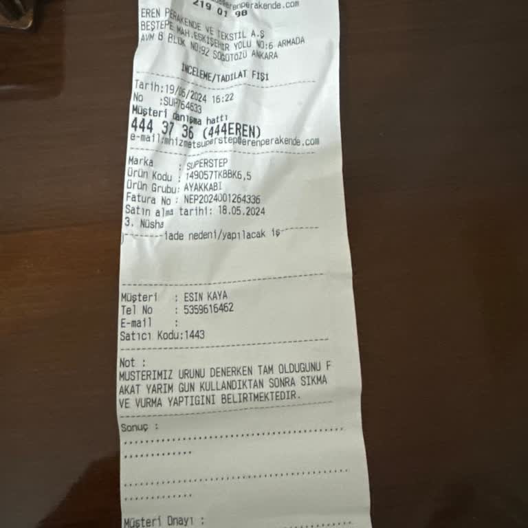 SuperStep Satış Danışmanının Yanlış Ürün Vermesi