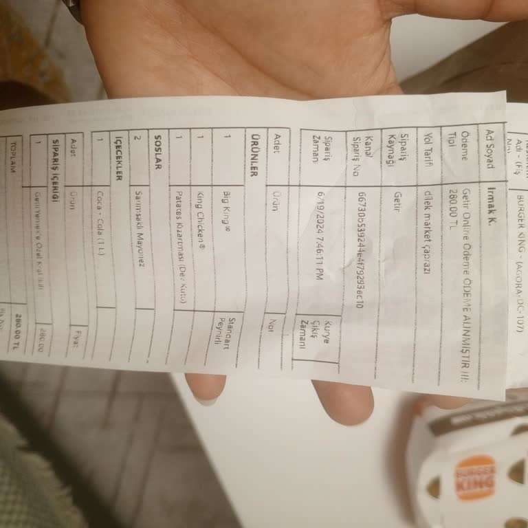 Burger King Ürün Soğuk Teslim Yapılıyor