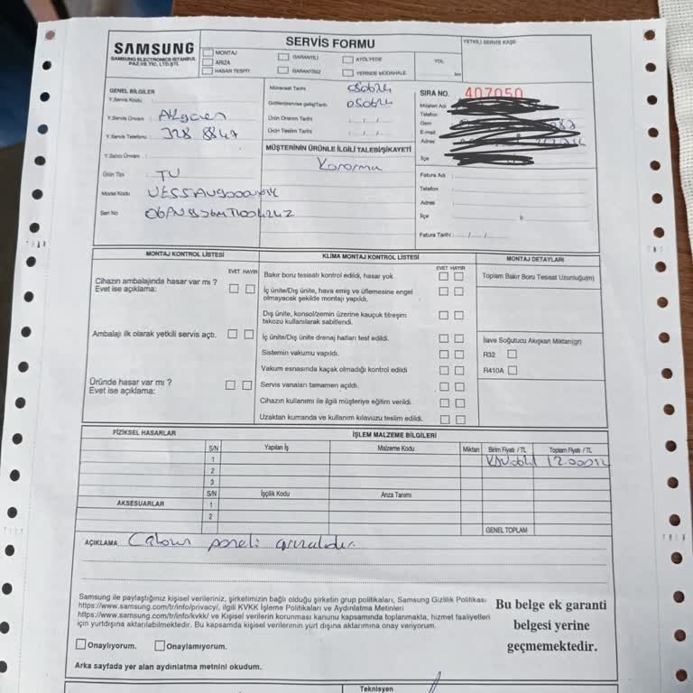 Samsung TV AU9000 Panel Arızası