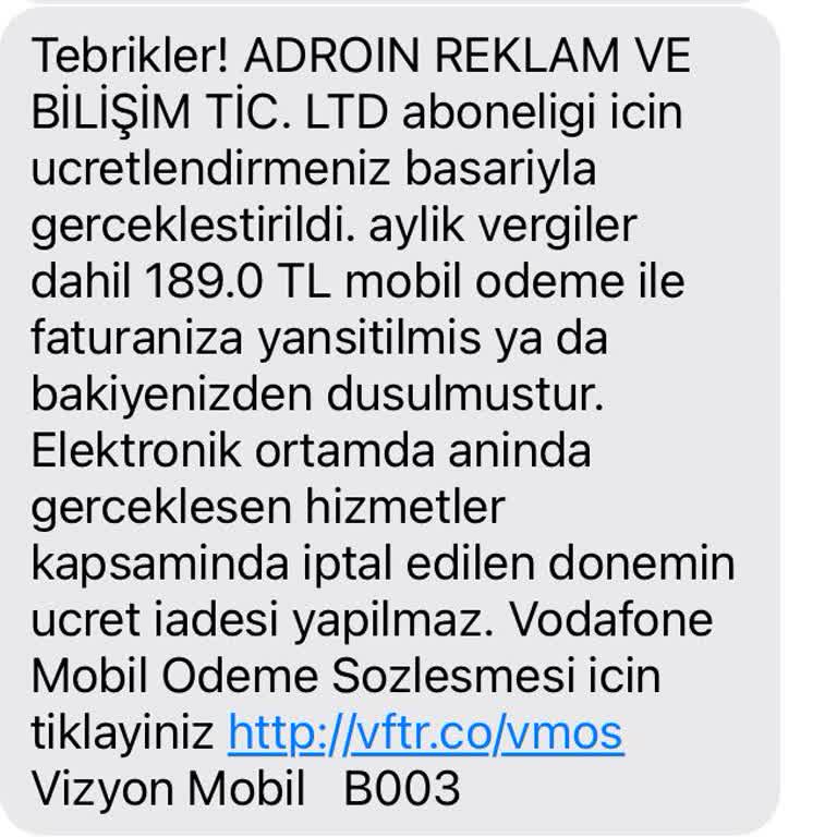 Vodafone Yapmadığım Abonelik İçin Ücret Alıyor