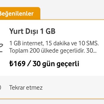 Vodafone Yurt Dışı Paket Hizmetleri