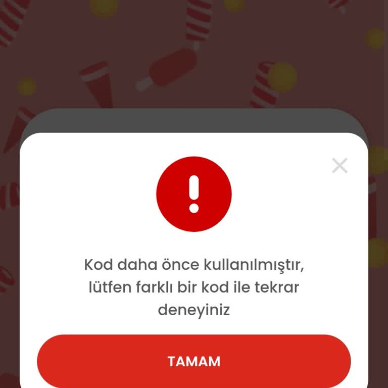 Algida Bu Kod Daha Önce Kullanılmıştır Hatası