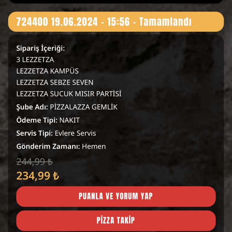 PizzaLazza Sipariş İndiriminden Para Alındı
