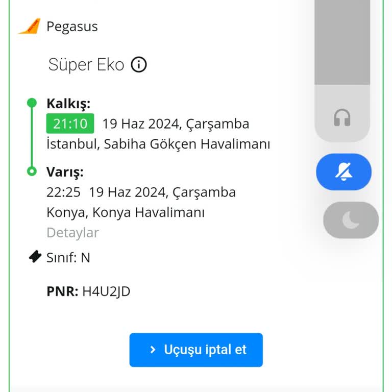 Pegasus Uçak İçinde Bekleme
