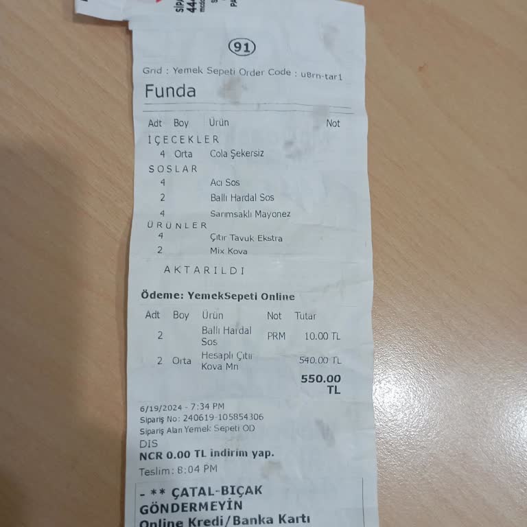Yemek Sepeti Eksik Ürün