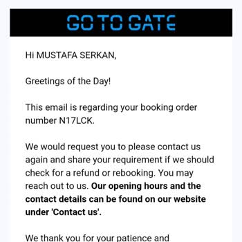 Gotogate İptal Olan Uçuşun Değişikliğini Bilerek Yapmıyor.