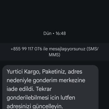 Kargo Dan Gelen Mesaj