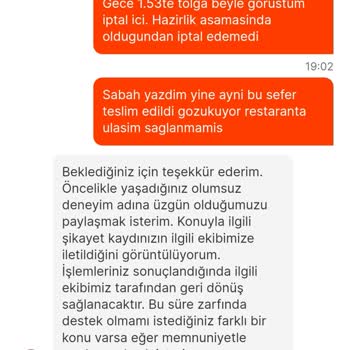 Migros Yemek Teslim Edilmeyen Siparişin Teslim Edilmiş Olması