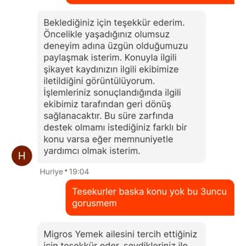 Migros Yemek Teslim Edilmeyen Siparişin Teslim Edilmiş Olması