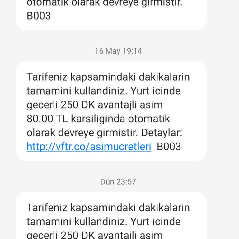 Vodafone Net Vodafone Tarife Aşımı Yapmadığım Halde Otomatik Paket Yükledi