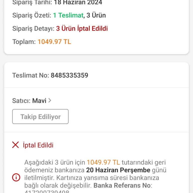 Papara İade Ücretini Kartıma Yansıtmıyor