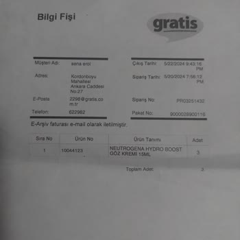 Gratis Online Sipariş Yaşanan Sorun