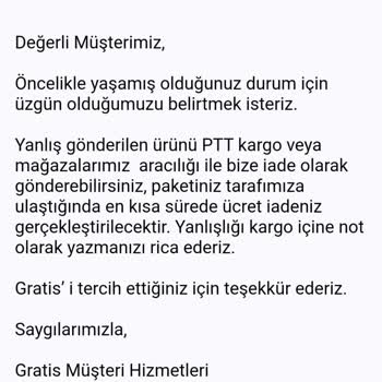 Gratis Online Sipariş Yaşanan Sorun