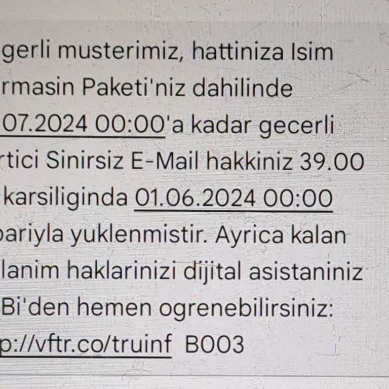 Vodafone İsim Durmasın Paketi.
