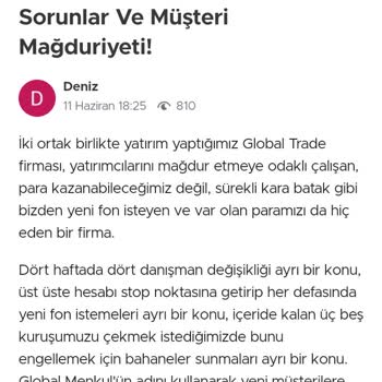 Yatırımcıları Mağdur Eden Global Trade Firması