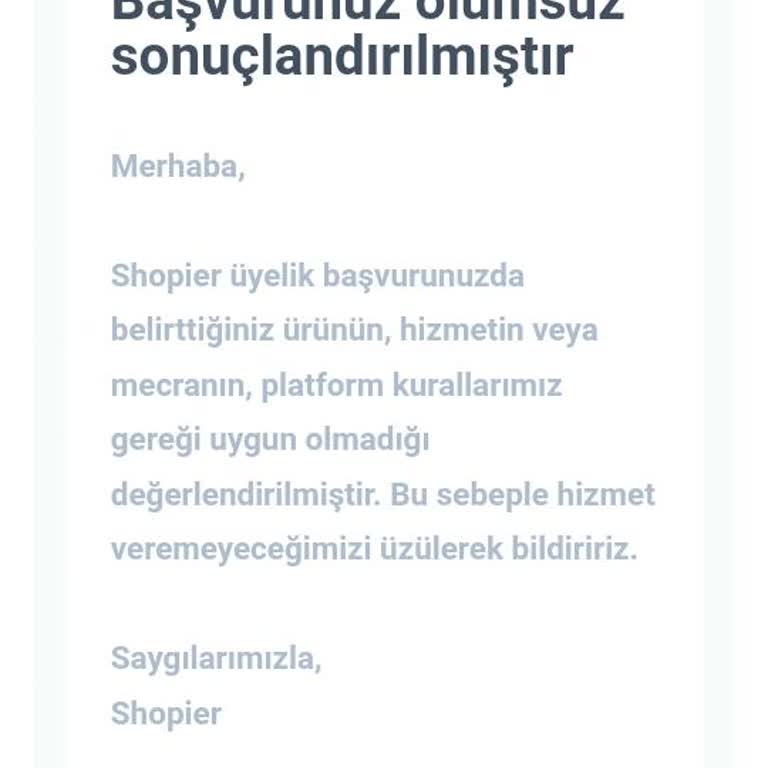 Shopier İşlem Olumsuz Sonuçlanmıştır