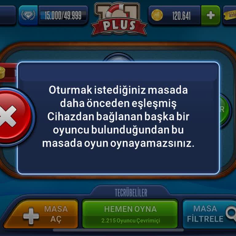 101 Okey Plus Eşleşmiş Cihaz Hatası