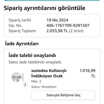 Amazon Sitesinde Sipariş. Para İadesi