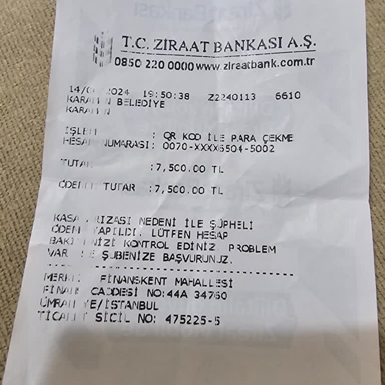 Ziraat Bankası ATM Parayı Vermeden Hesabımdan Düştü