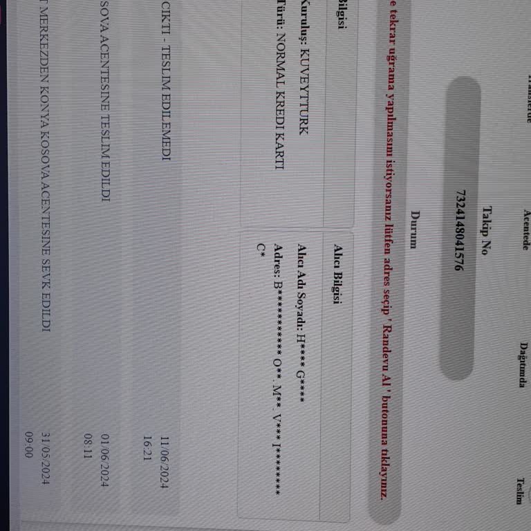 Kuveyt Türk Kuryenet Kartımı Teslim Etmemesi