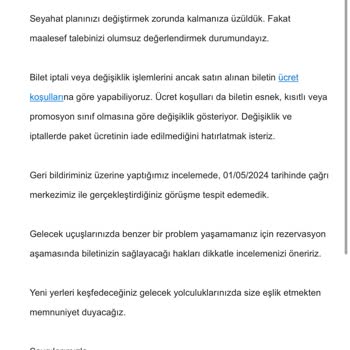 Ajet Premium Bilet Ücret İadesi