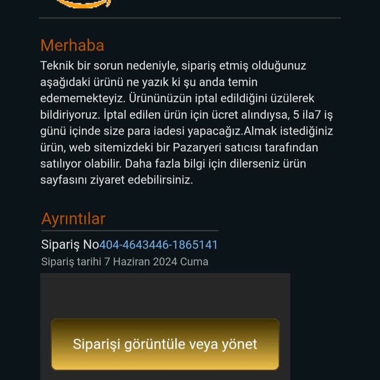 Amazon Siparişi İptal Ediyor