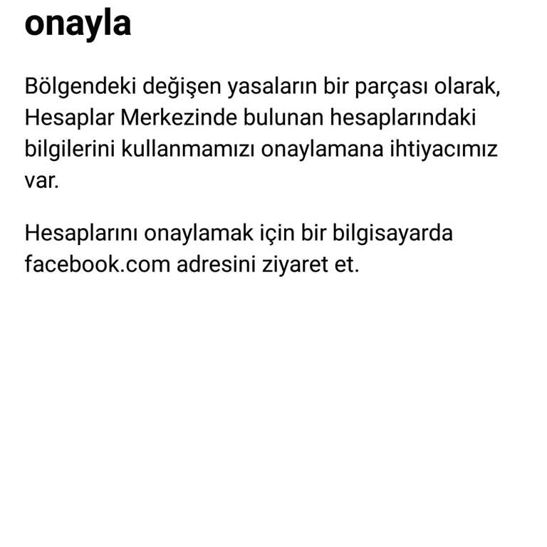 Facebook Hesap Onaylama Hatası