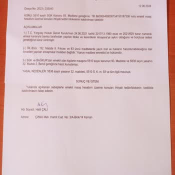 İş Bankası Emekli Maaş Hesabına Konulan Tedbir/Bloke